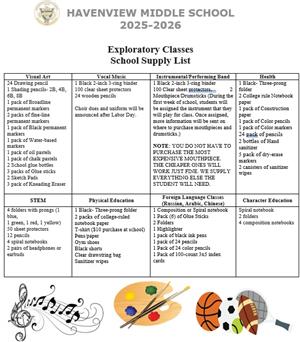 25-26 Exploratory Supply List
